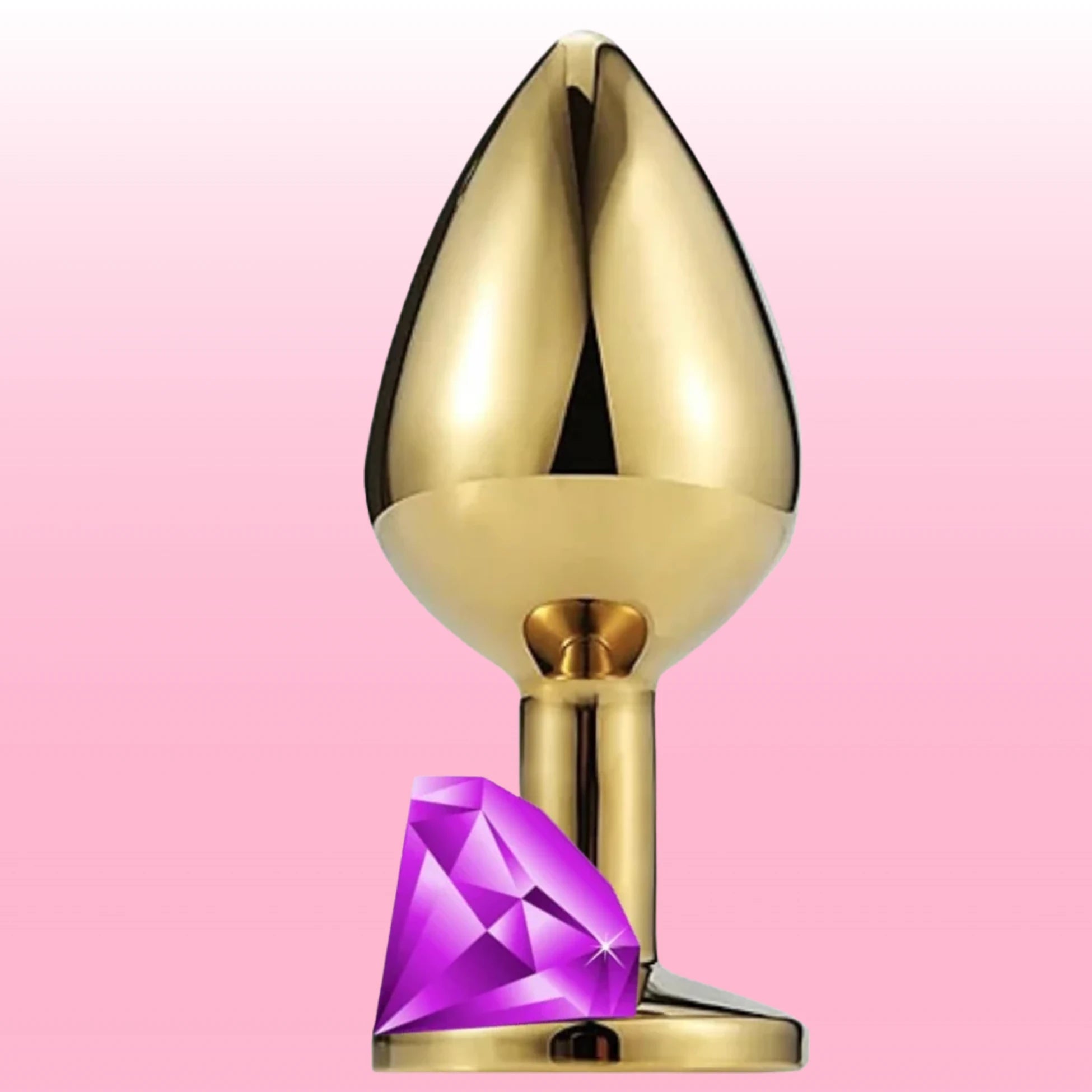 Erox The Anal Fantasy Mor Taşlı Gold Metal Anal Plug-Large