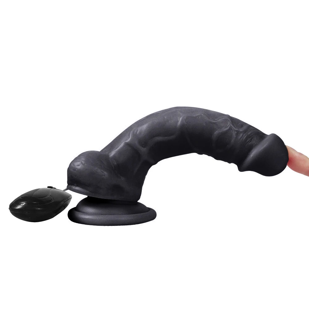 Xise Dildo Series Adonis Strapon 10 Mod Titreşimli Belden Bağlamalı Realistik Penis 18 Cm-Siyah