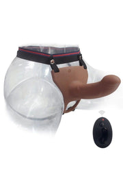 Uzaktan Kumandalı 17 Cm Slicone Strap-on Curved Dong Içi Boş Kemerli Penis Melez