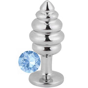 Frowzer Silver Large Mavi Taşlı Boğumlu Anal Metal Plug