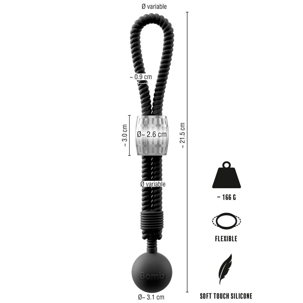 Rebel Heavy Rope Cock Strap with Ball 166 g Ağırlıklı Silikon Halka