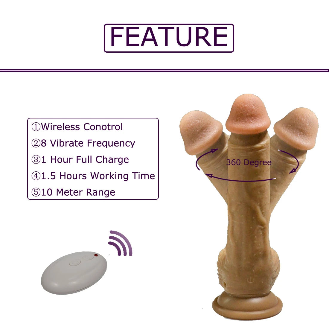 Simulation Of Skin Rotating Dildo 22 Cm Dönebilen Hareketli Penis