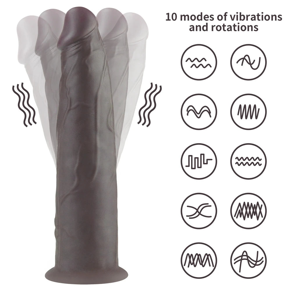 Lovetoy Dual Layered Silicone Rotator Black 23 Cm Hareketli Realistik Penis LV410221