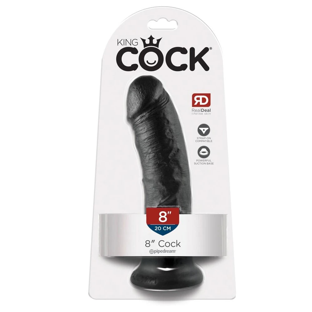 Pipedream King Cock 8'' Testissiz Realistik Amerikan Dildo-Black
