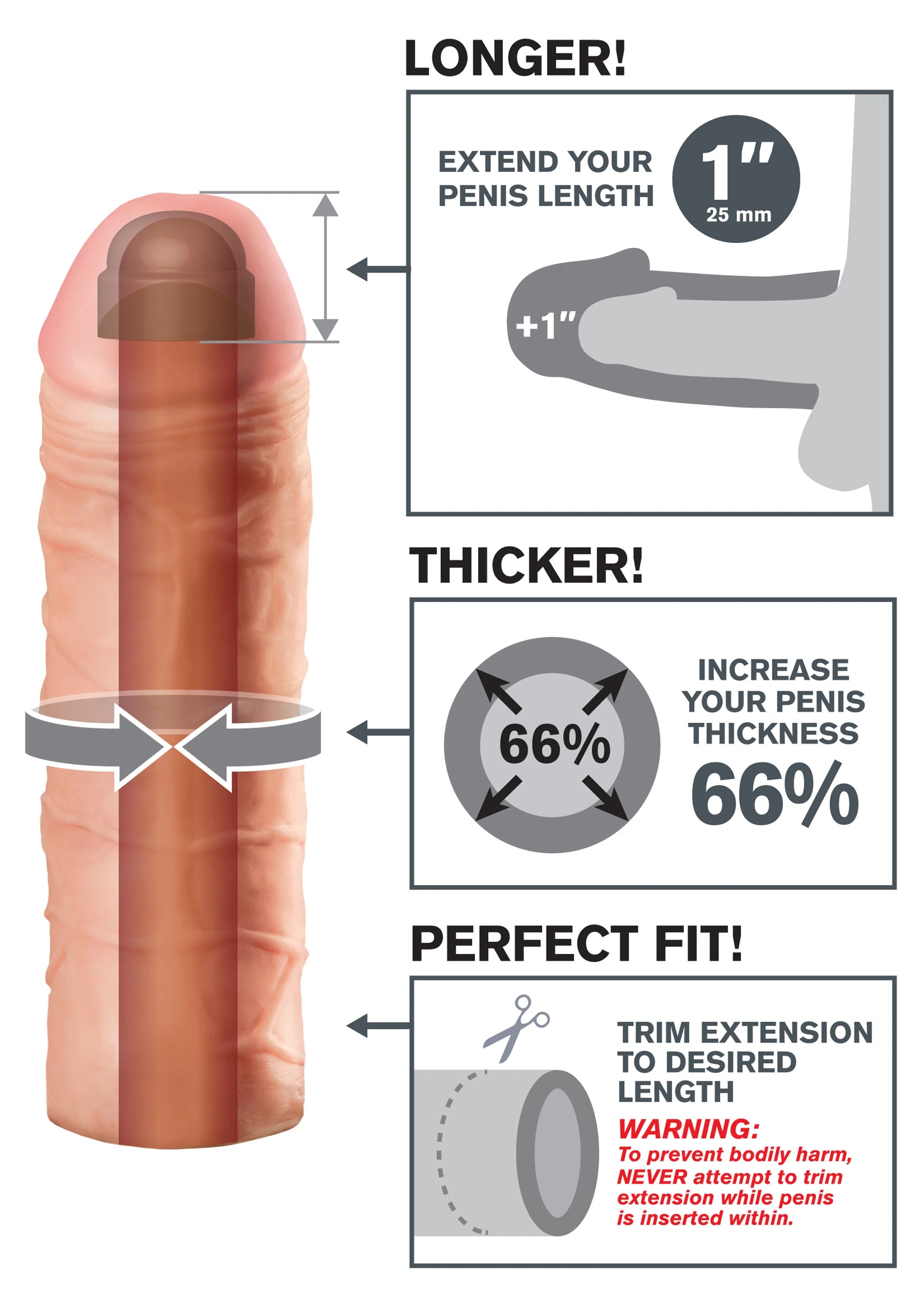 Pipedream Fantasy X-Tensions Mega 1'' Amerikan Penis Kılıfı
