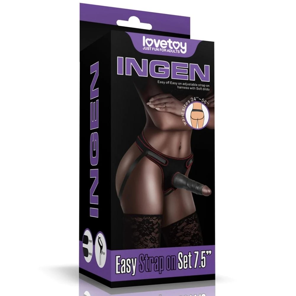 Lovetoy Easy Strapon 19 cm Kemerli Testissiz Zenci Penis
