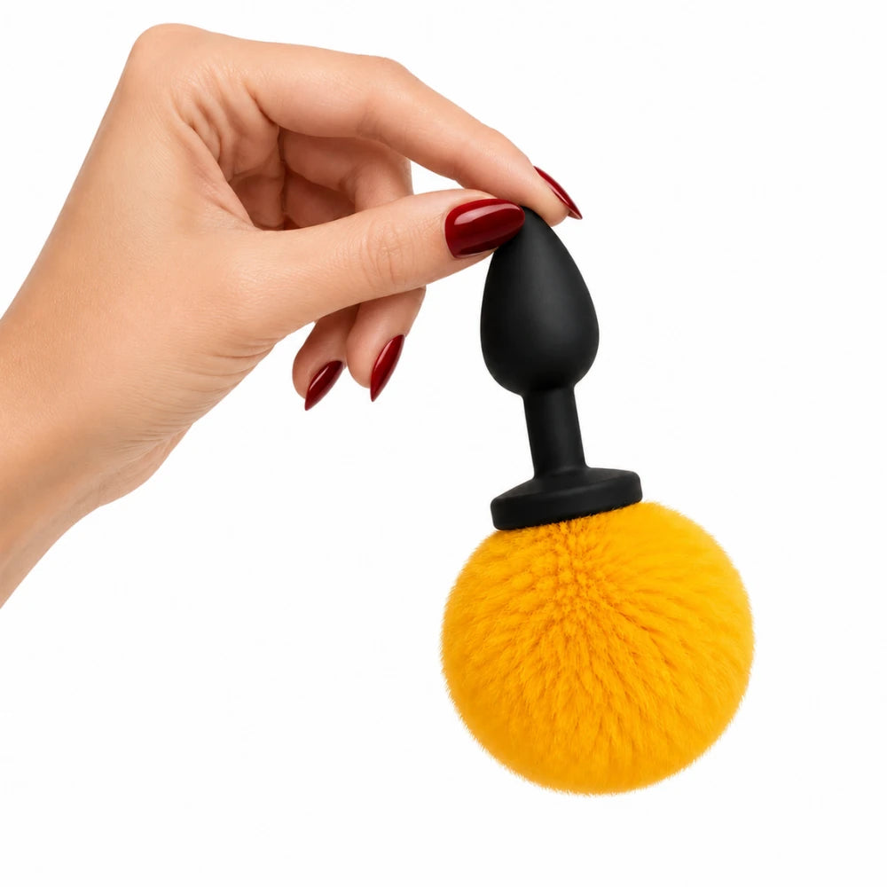 Frowzer Anal Fantasy Luxury Black Silicone Bunny Tail Yellow Kuyruklu Anal Plug