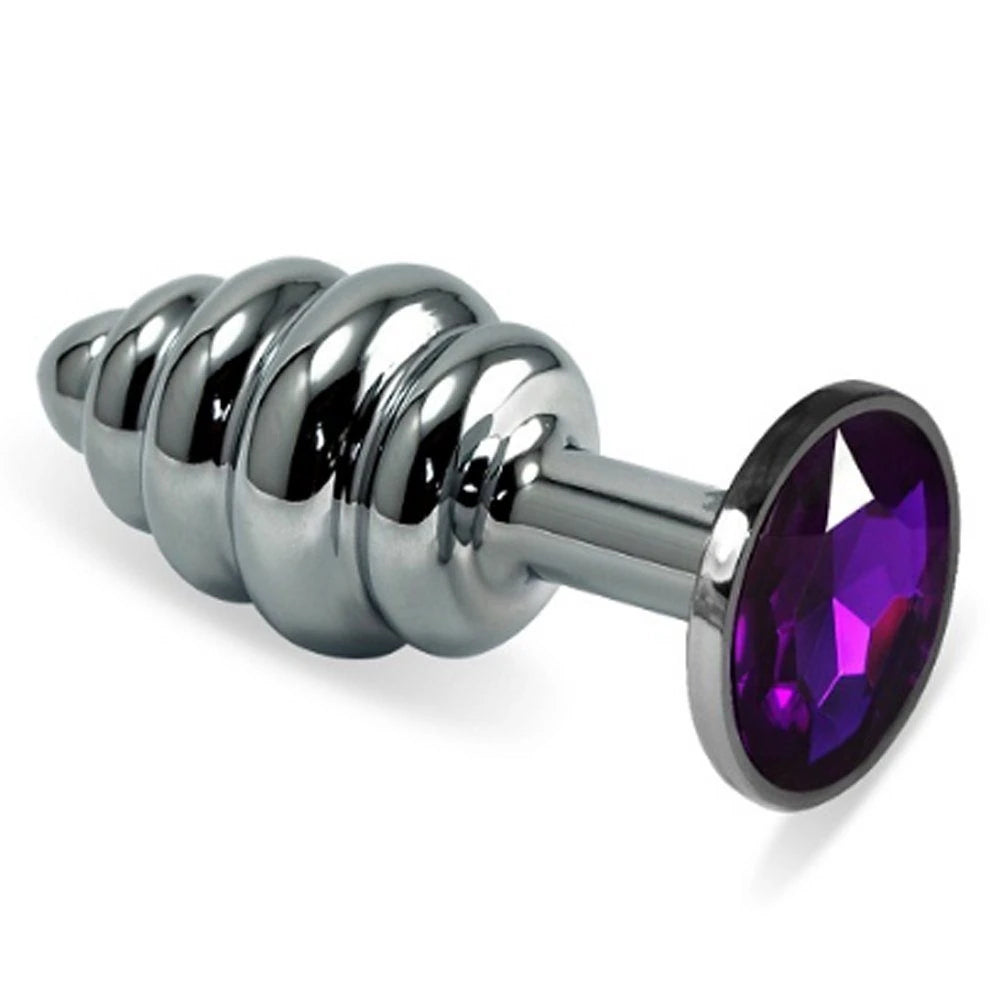 Frowzer Silver Small Mor Taşlı Boğumlu Anal Alıştırıcı Metal Plug