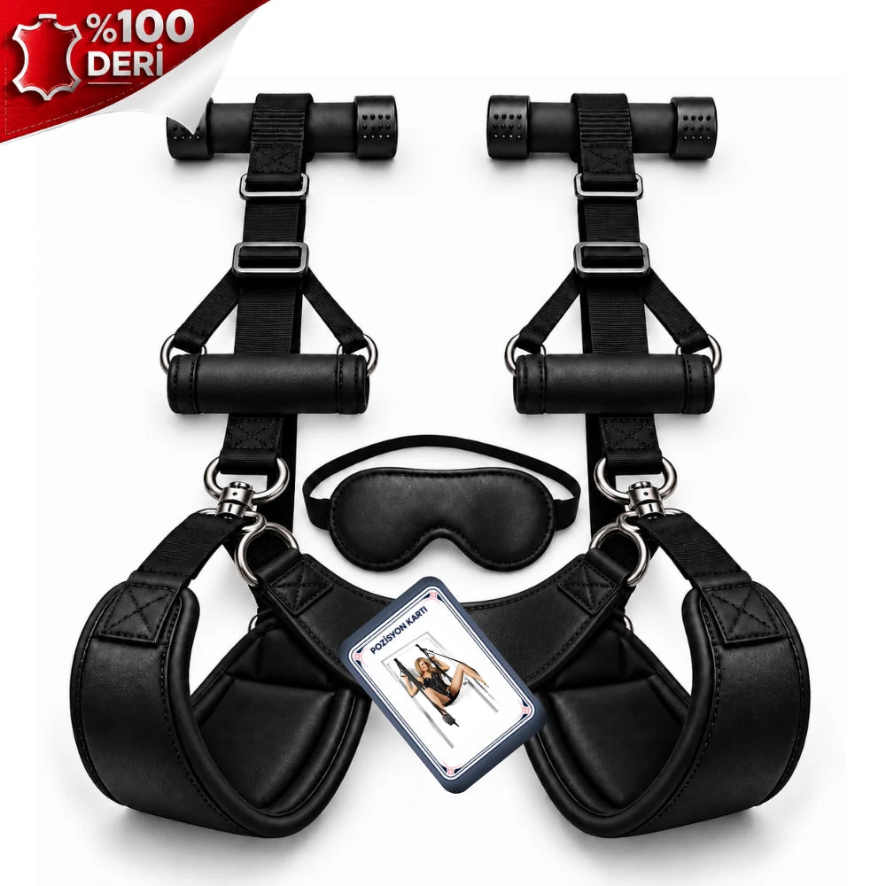 The Fetish Fantasy Series Hakiki Deri Deluxe Trainer Door Cuffs Kapı Kelepçesi