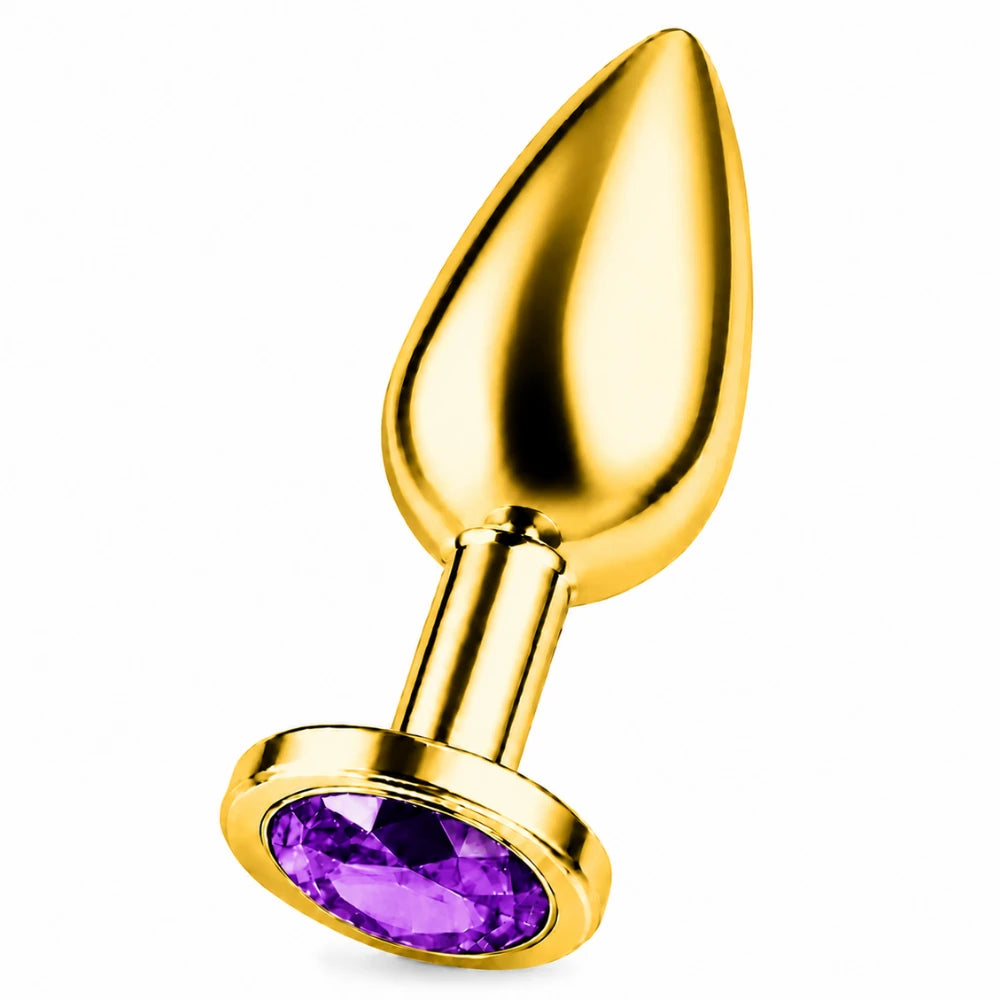 Frowzer Anal Fantasy Luxury Diamond Gold Çelik Mor Taşlı Metal Anal Plug – Small