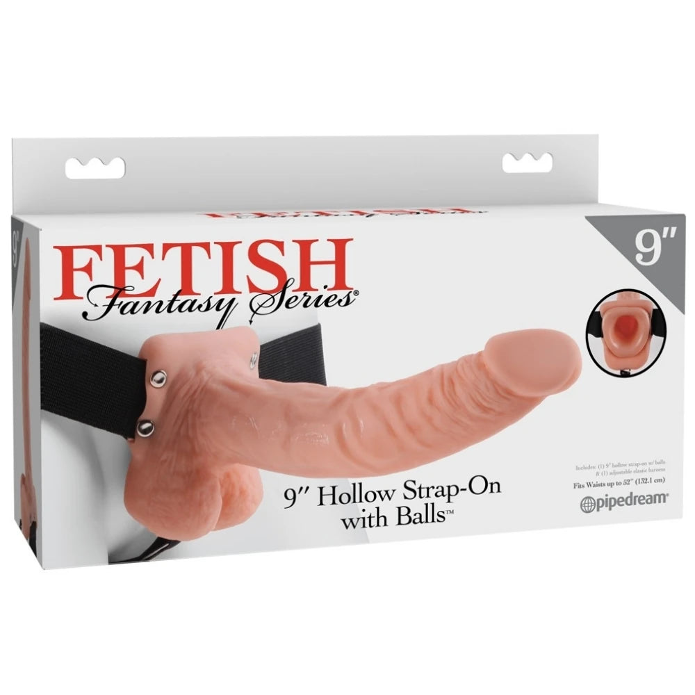 Pipedream Fetish Fantasy Series 9 Inch Hollow Strap-On With Balls Kemerli İçi Boş Penis
