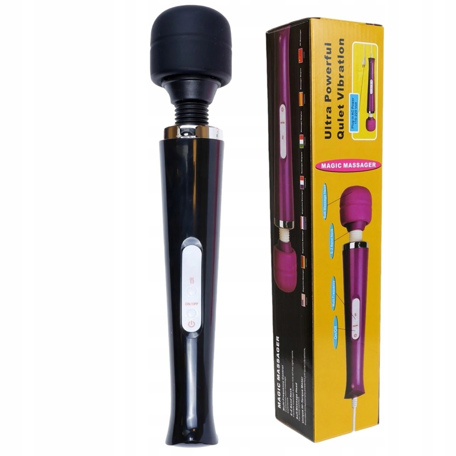 Frowzer Magic Massager Black Profesyonel 10 Modlu Güçlü Masaj Aleti