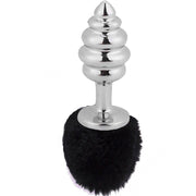 Erox Ribbed Boğumlu Siyah Peluş Çelik Anal Plug