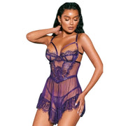 Frowzer Fantasy Wear Britli Mor Takım Dantel Transparan Gecelik
