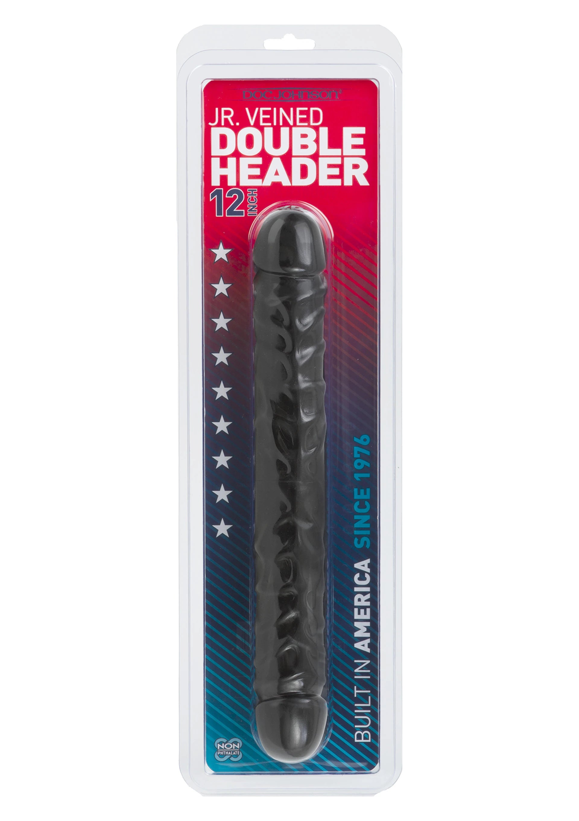 Doc Johnson Jr. Veined 30 Cm Çift Taraflı Realistik Jel Penis-Siyah