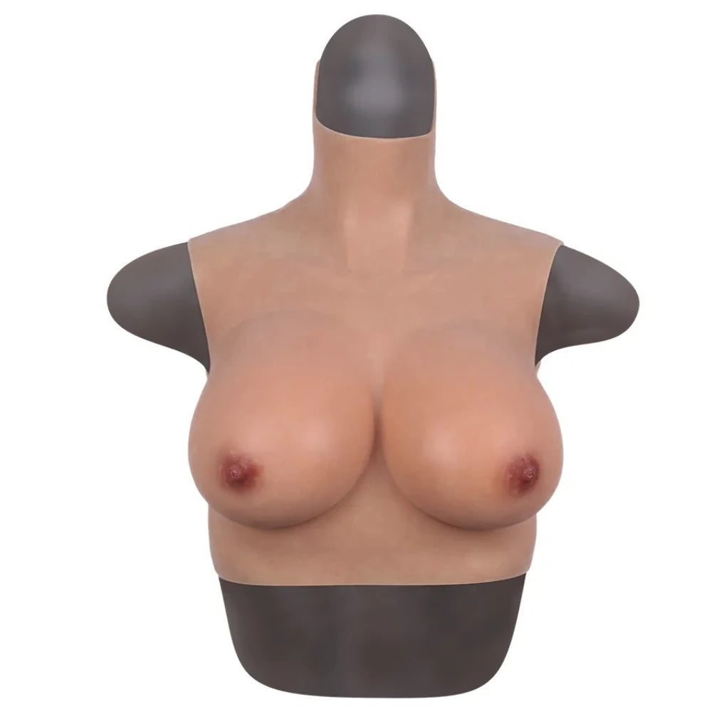The Sex Toys Bodysuit Crossdresser Giyilebilir Boğazlı Realistik Silikon Göğüs