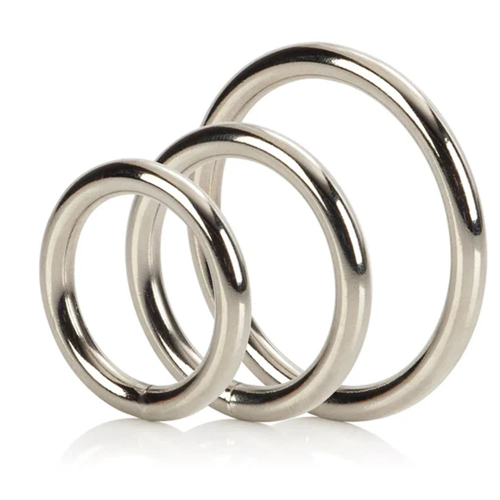 Calexotics Silver Ring 3 Piece Set Metal Penis Halkası Seti