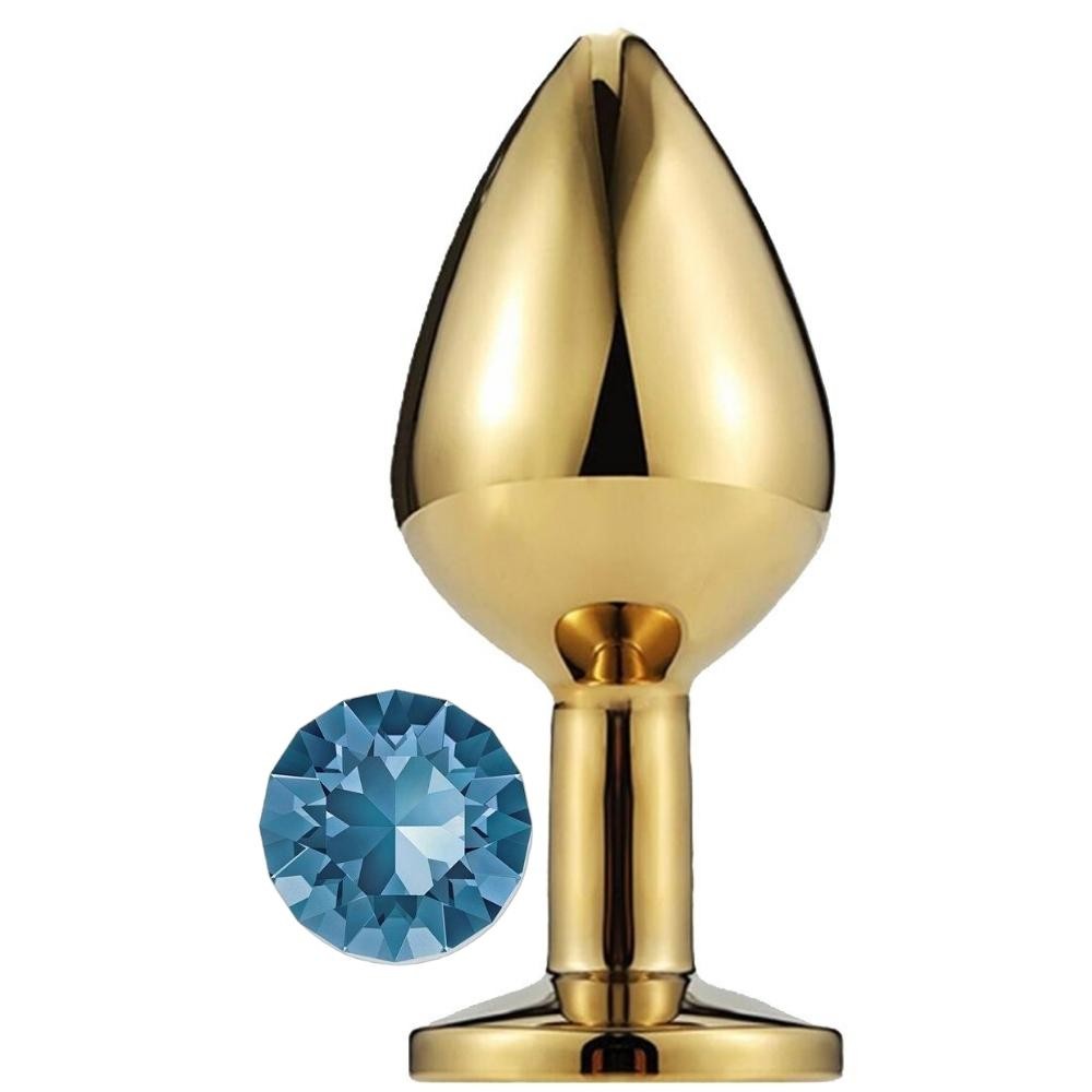 Erox Gold Large Mavi Kristal Taşlı Metal Anal Plug