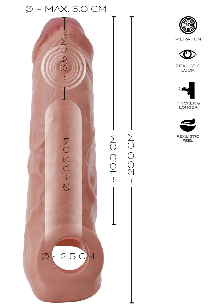 Frowzer Realistixxx Uzaktan Kumandalı Titreşimli ve Testis Halkalı Penis Kılıfı