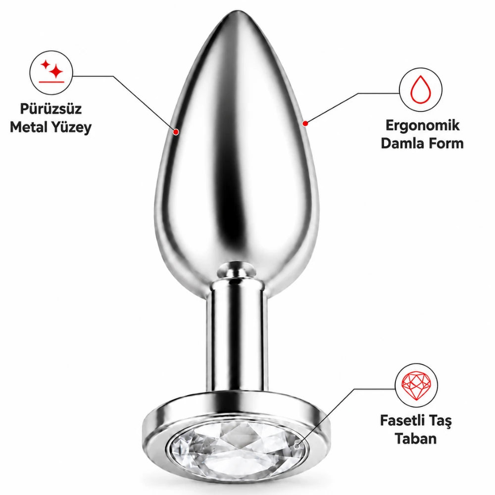 Frowzer Anal Fantasy Luxury Diamond White Taşlı Çelik Metal Anal Plug – Small