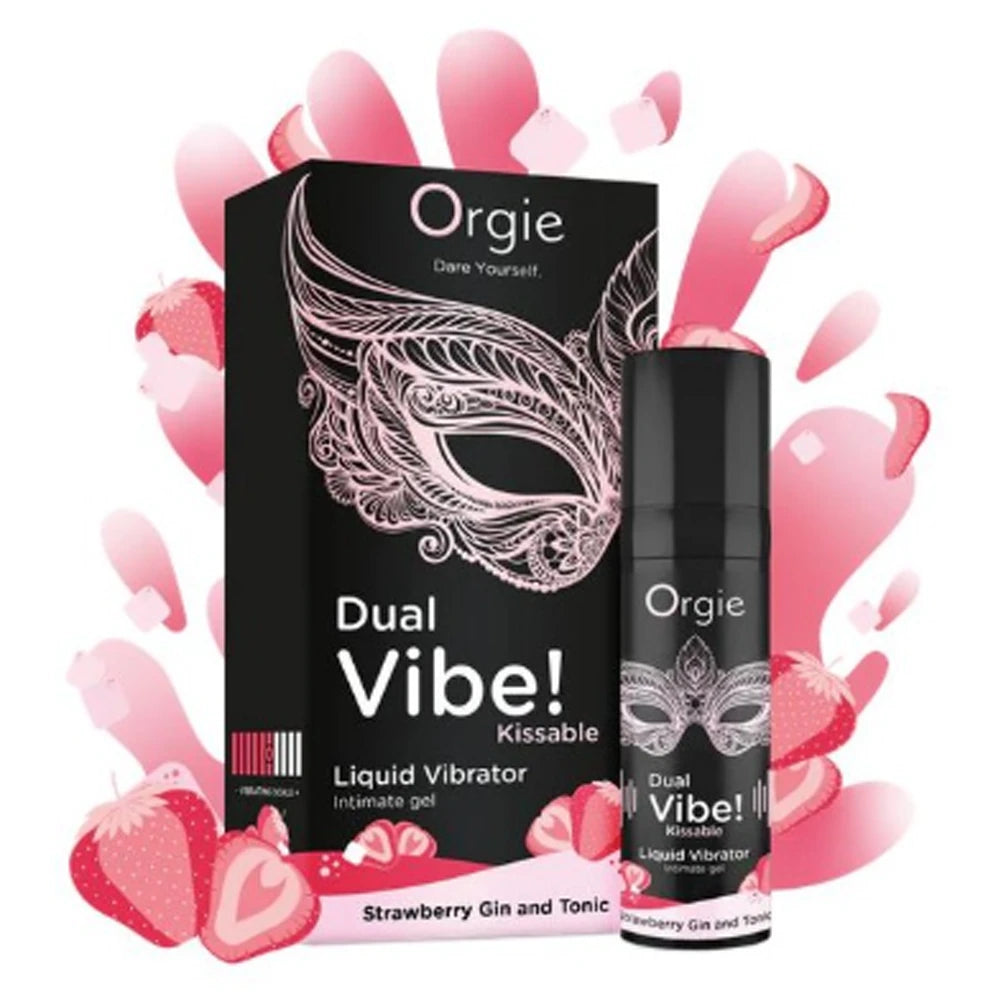 Orgie Dual Vibe Çilek Aromalı Öpülebilir Likid Vibratör 15 Ml.