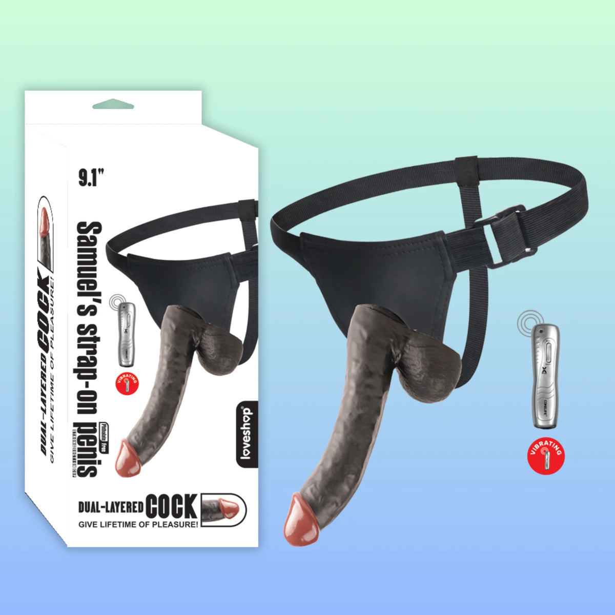 Frowzer Strap-On Samuel Titreşimli Belden Bağlamalı Realistik Zenci Dildo