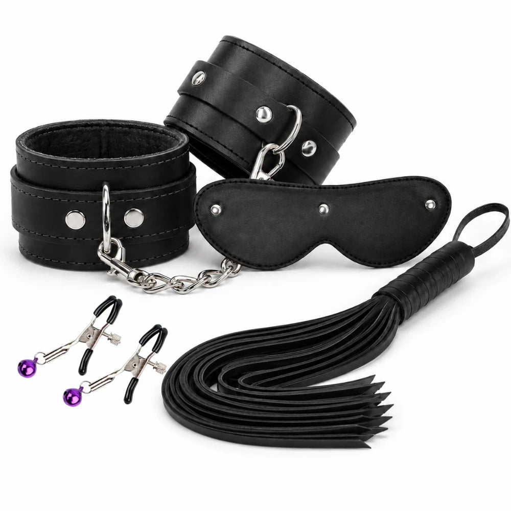 Frowzer Fetish Fantasy Series Cuffs 4 Pcs. Deri Fetiş Pozisyon Kelepçe Seti-Siyah