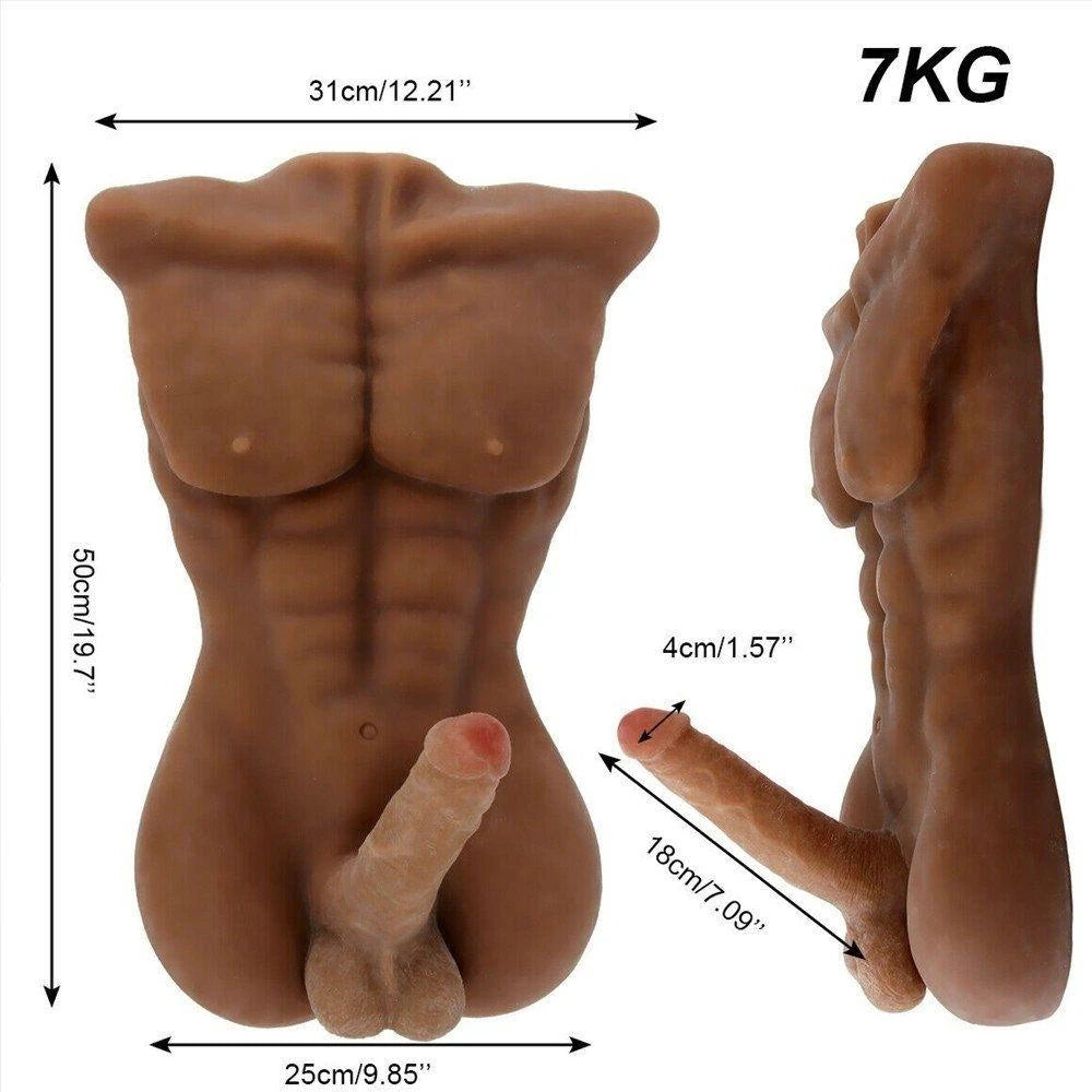 Xise Daniel Yarım Vücut Realistik Penisli Erkek Masturbator XS-MA30008-Brown