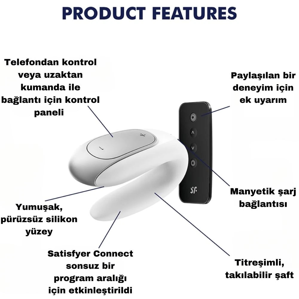 Satisfyer Double Fun Telefon ve Uzaktan Kumanda Kontrollü Vibratör-White