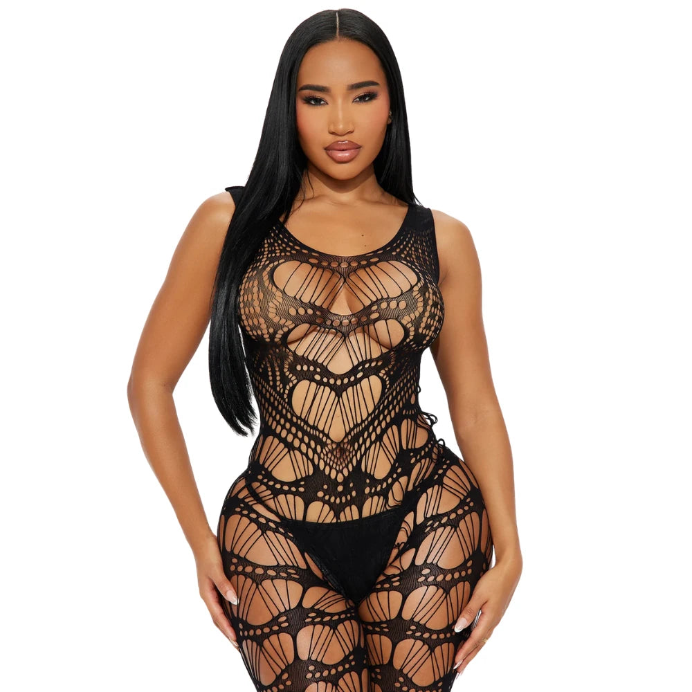 Frowzer The Love Fantasy Wear Heart Crotchless Jumpsuit Vücut Çorabı