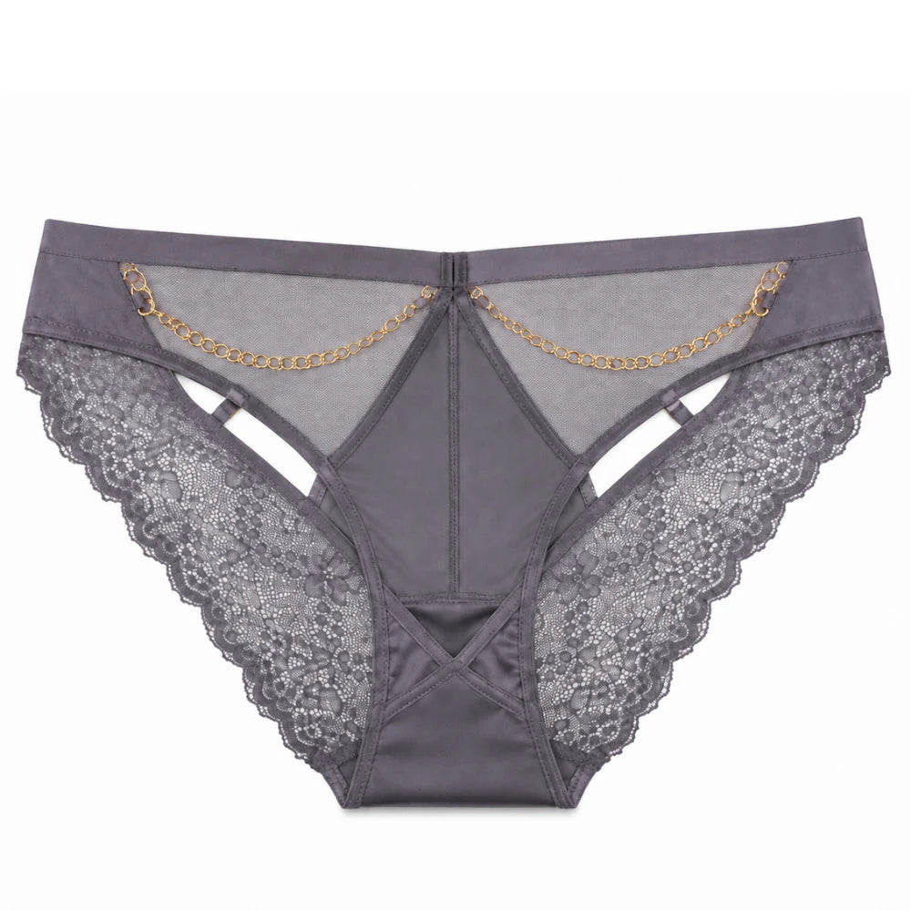 Frowzer Fantasy Wear Luxury Lingerie Gold Zincir Detaylı Seksi Külot-Gri