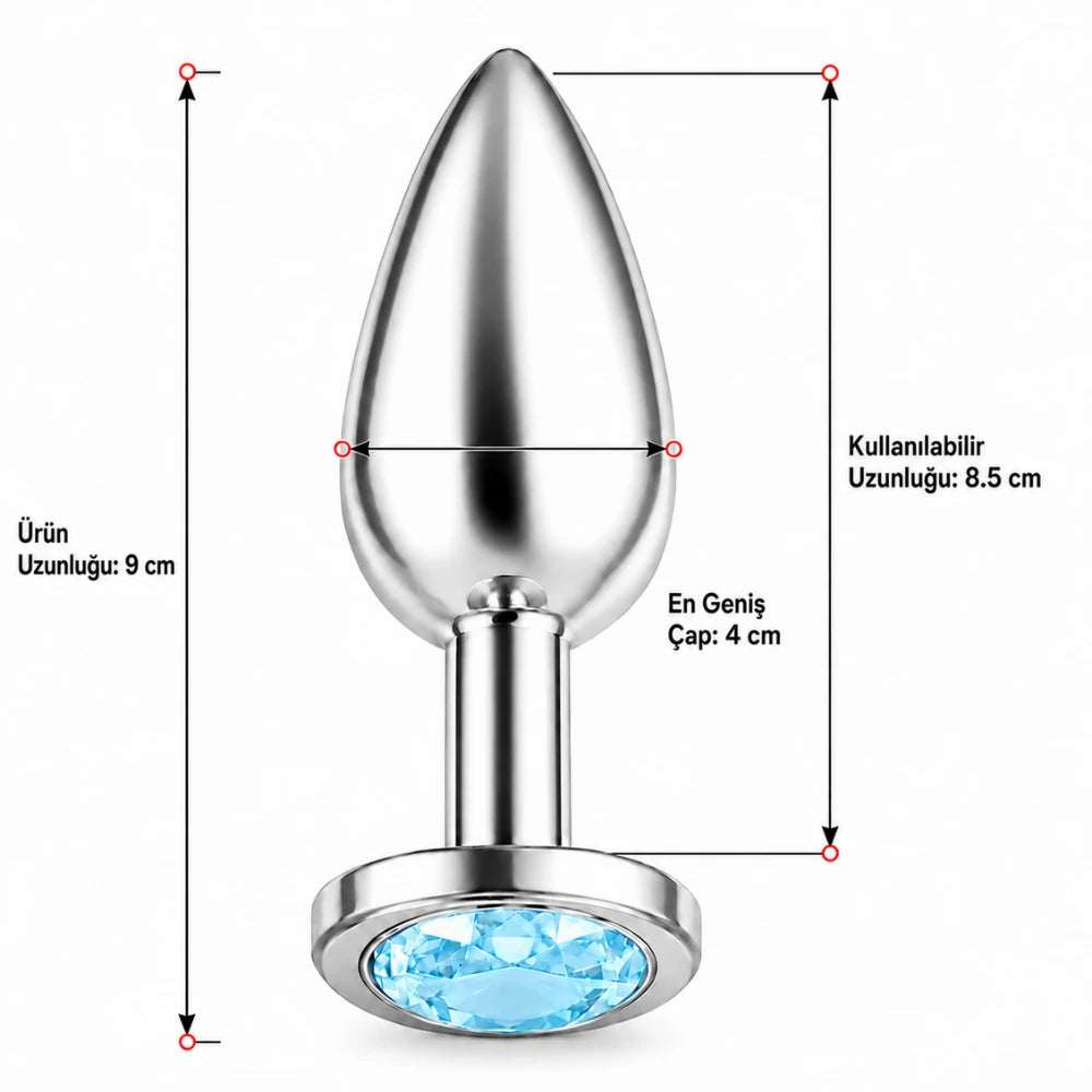 Frowzer Anal Fantasy Luxury Diamond Blue Taşlı Çelik Metal Anal Plug – Large