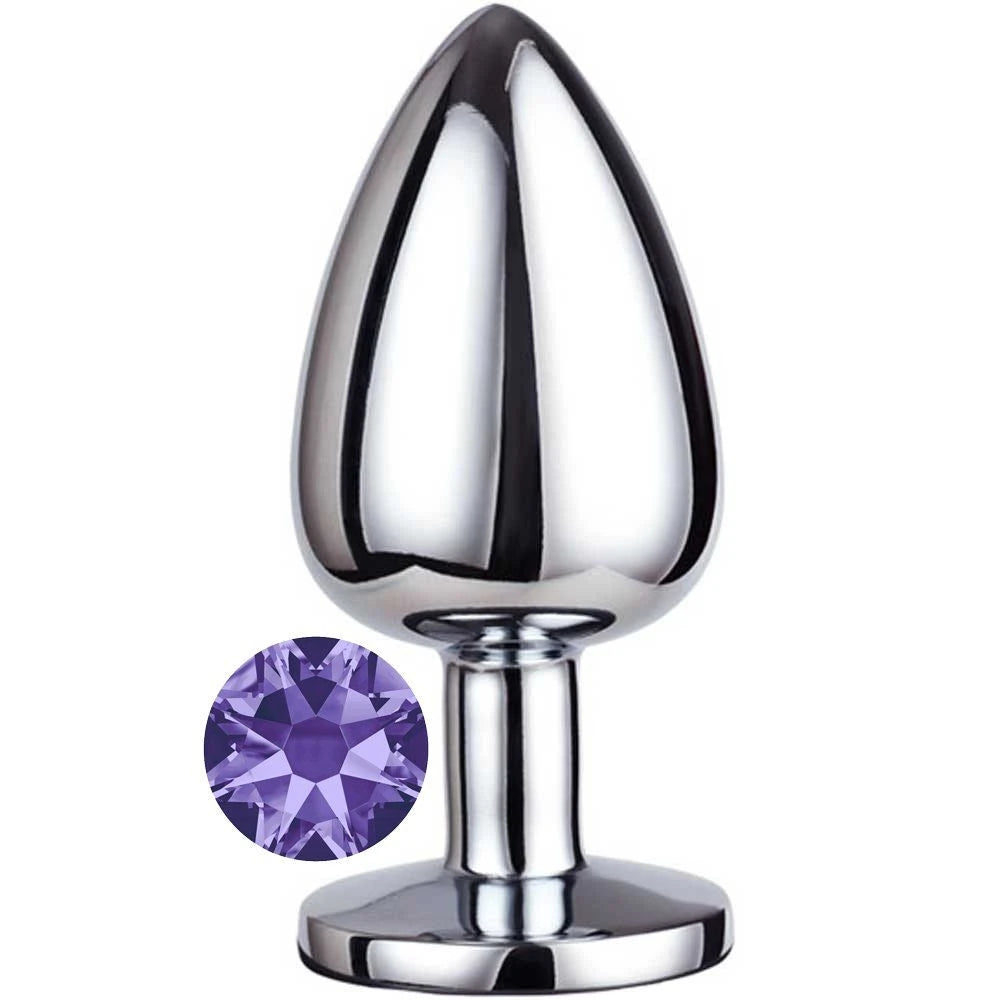 Frowzer Luxury Silver Mor Taşlı Büyük Metal Anal Plug