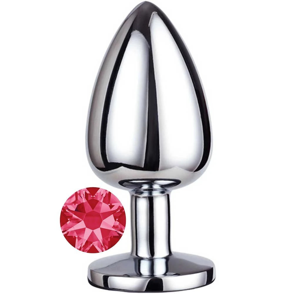 Frowzer Luxury Silver Pembe Taşlı Büyük Metal Anal Plug