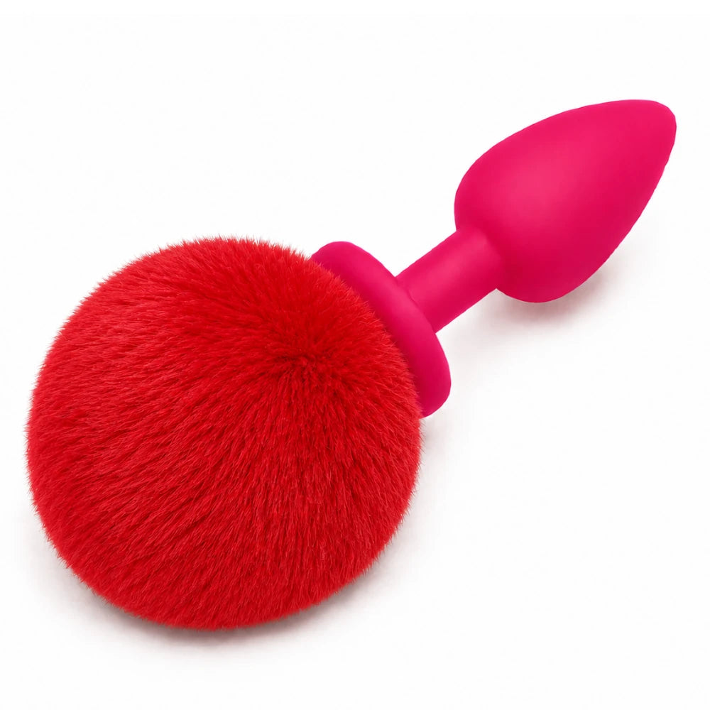 Frowzer Anal Fantasy Yumuşak Silikon Kırmızı Ponpon Peluş Anal Plug-Pink