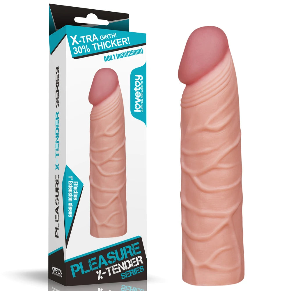 Lovetoy Pleasure X-Tender 3 cm Dolgulu Damarlı Realistik Penis Kılıfı