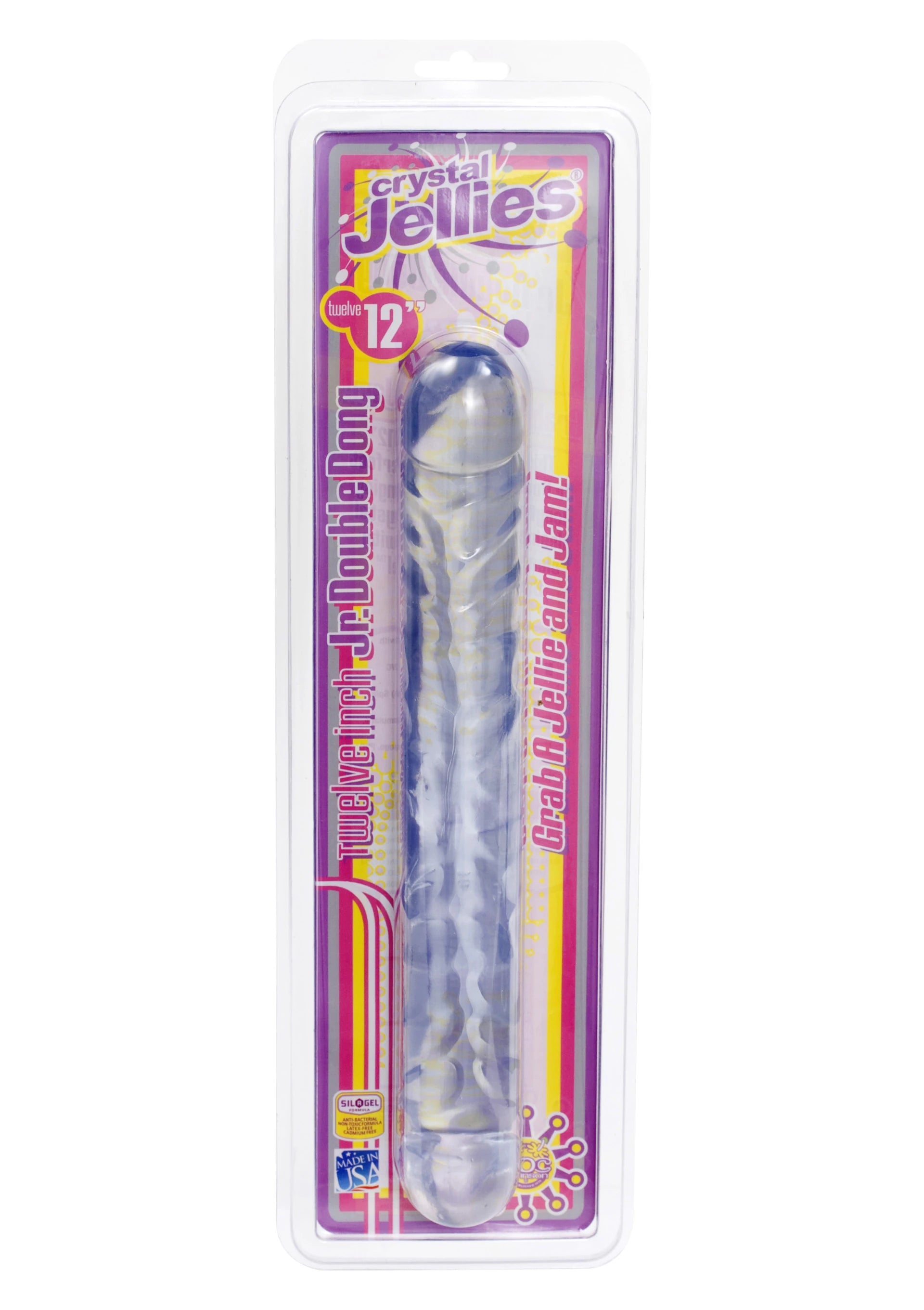 Doc Johnson Cyrstal Jellies 30 Cm Çift Taraflı Realistik Jel Penis-Şeffaf