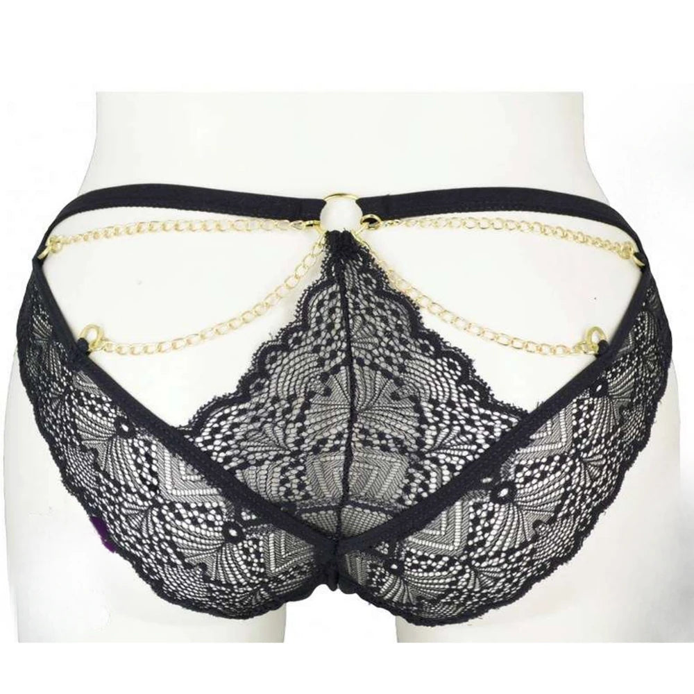 Frowzer Fantasy Wear Luxury Lingerie Gold Zincir Detaylı Seksi Külot-Siyah