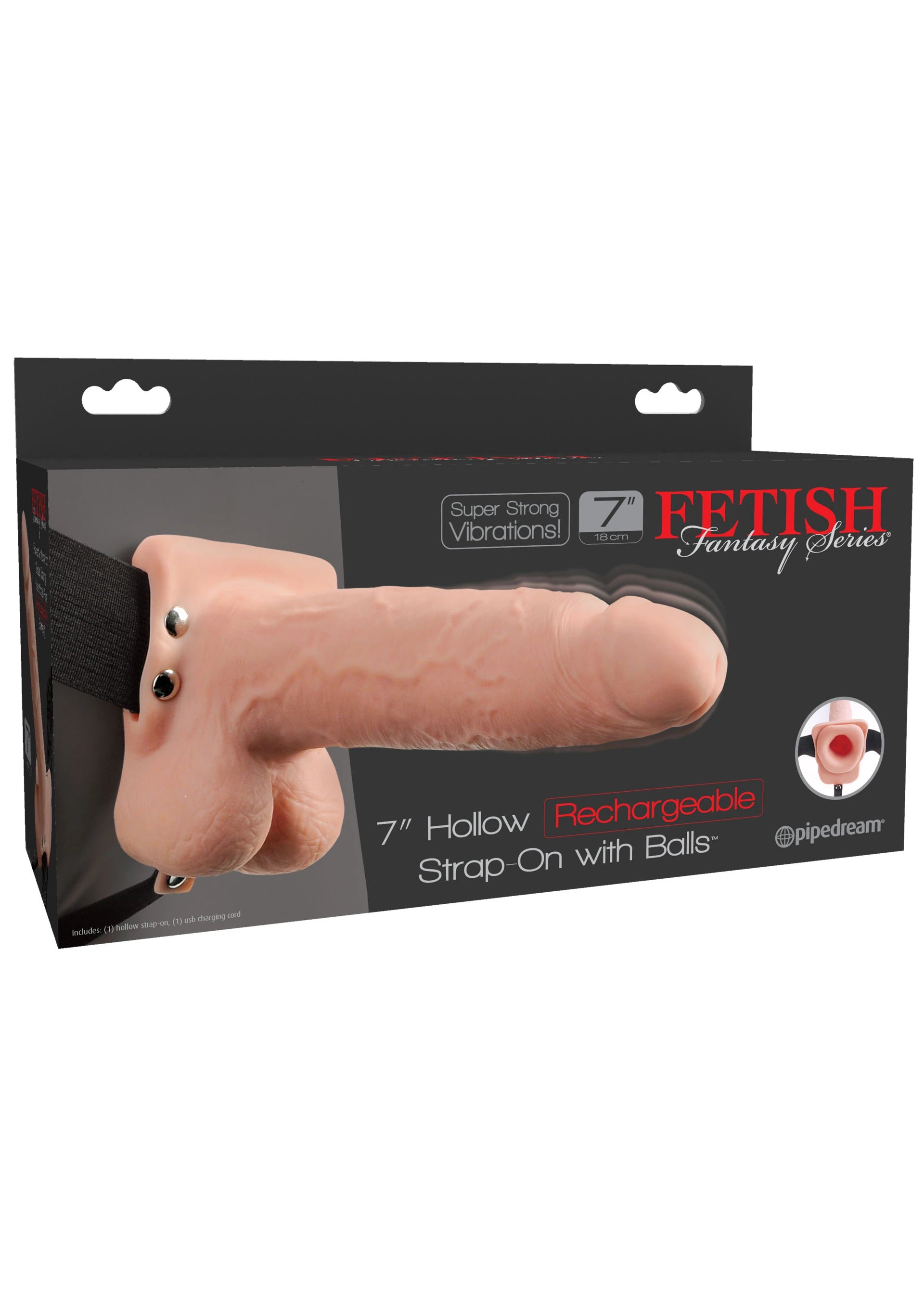 Fetish Fantasy Serisi Usb Şarjlı Strapon Titreşimli İçi Boş Penis 18 cm