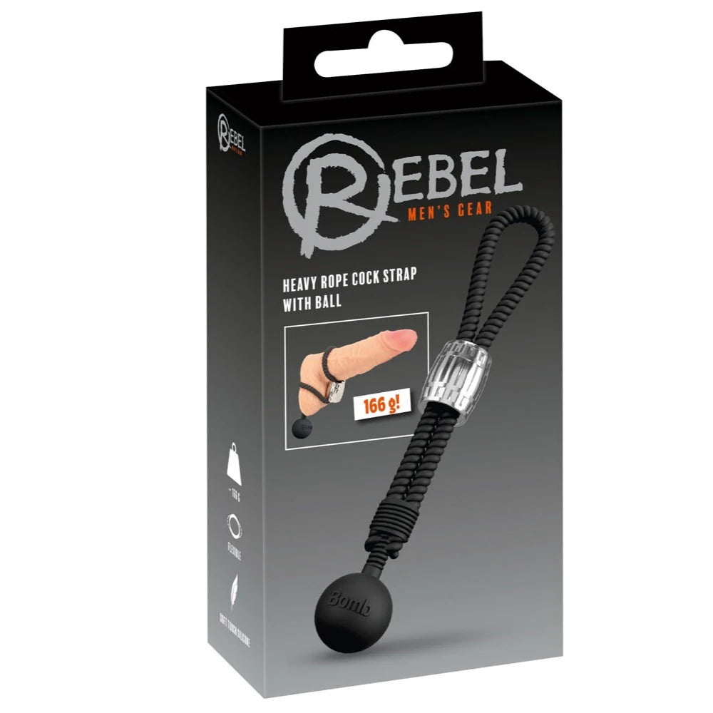 Rebel Heavy Rope Cock Strap with Ball 166 g Ağırlıklı Silikon Halka