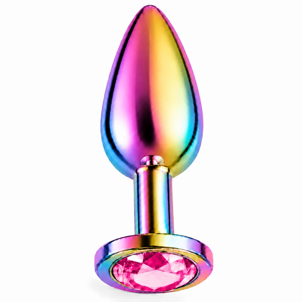 Frowzer Anal Fantasy Rainbow Hot & Cooling Pembe Taşlı Metal Anal Plug – Large
