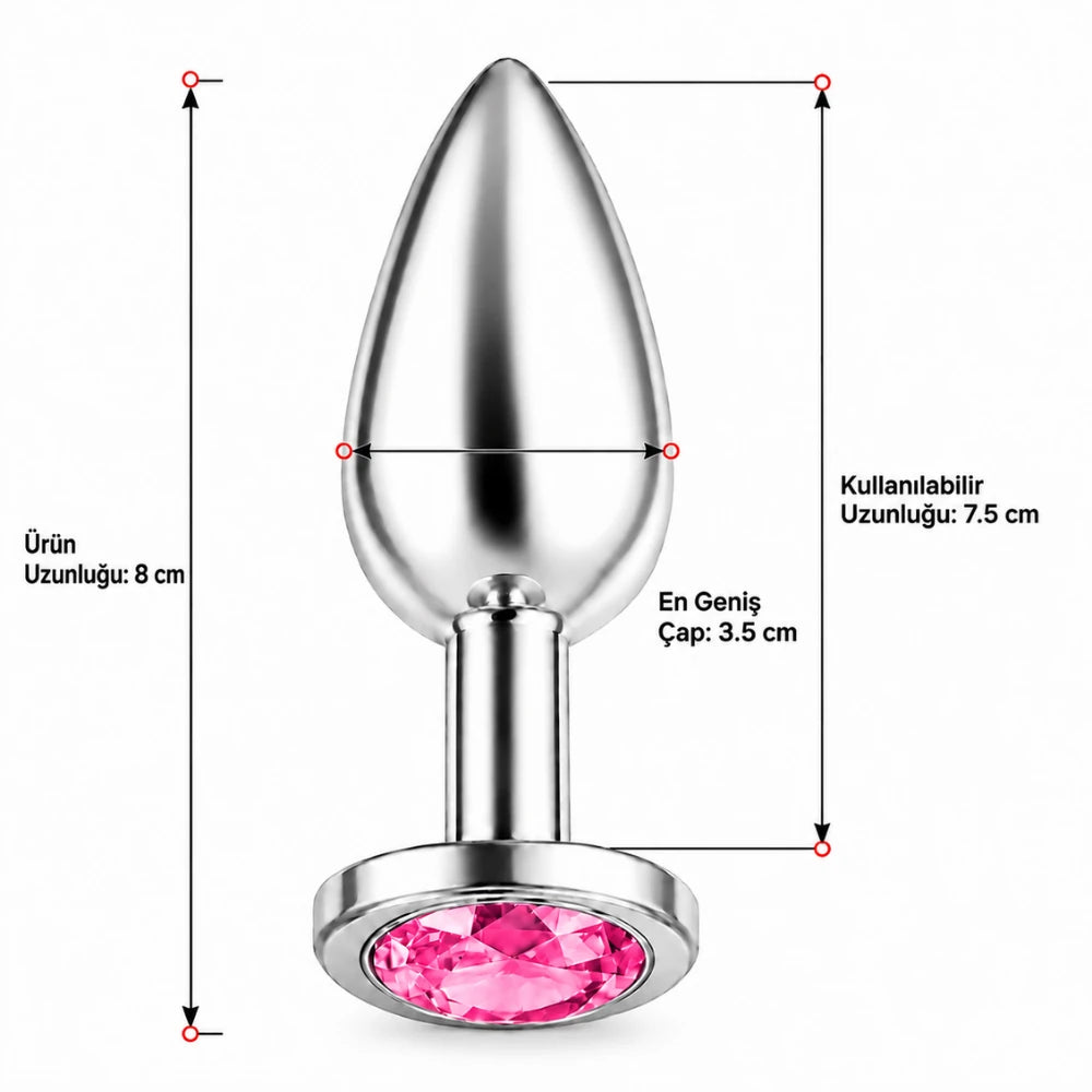 Frowzer Anal Fantasy Luxury Diamond Pink Taşlı Çelik Metal Anal Plug – Medium