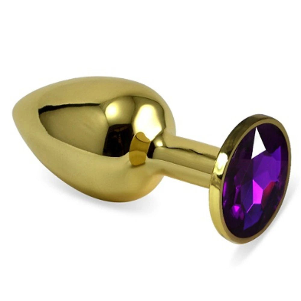 Frowzer Gold Medium Mor Kristal Taşlı Metal Anal Plug