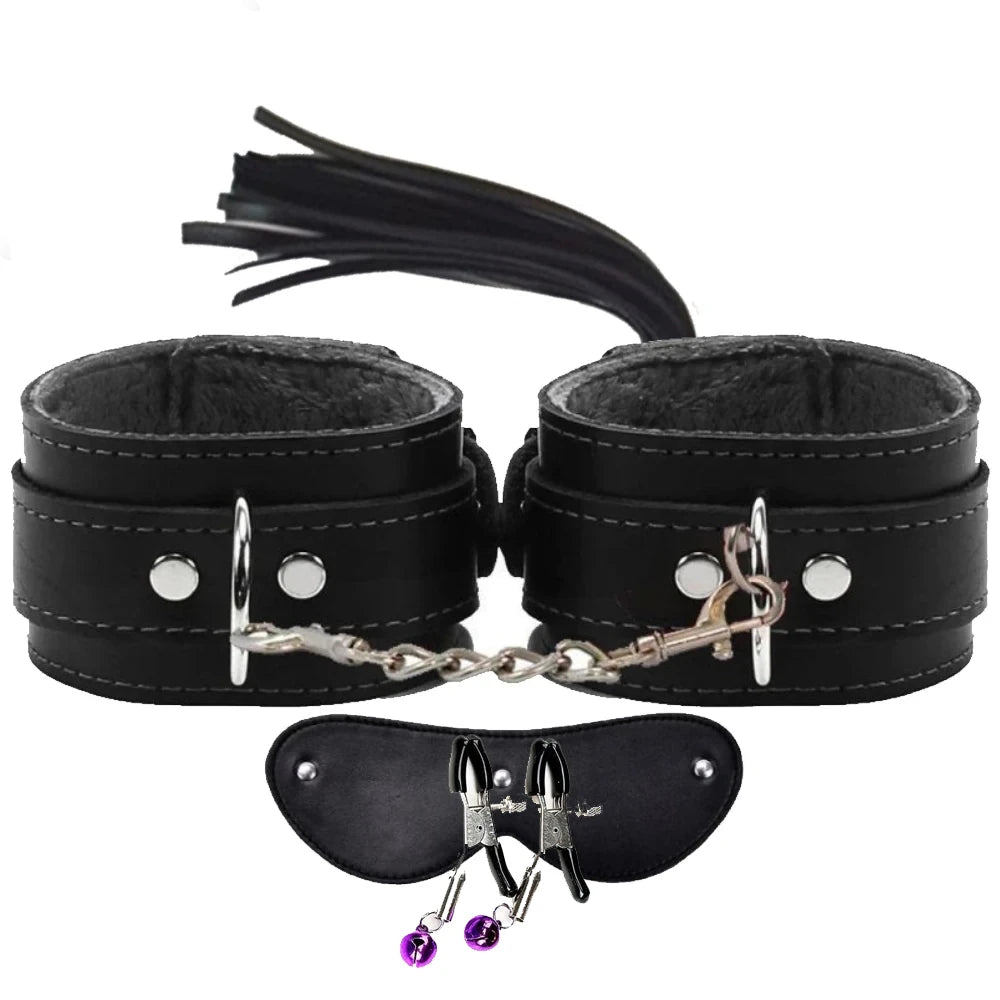 Frowzer Fetish Fantasy Series Cuffs 4 Pcs. Deri Fetiş Pozisyon Kelepçe Seti-Siyah
