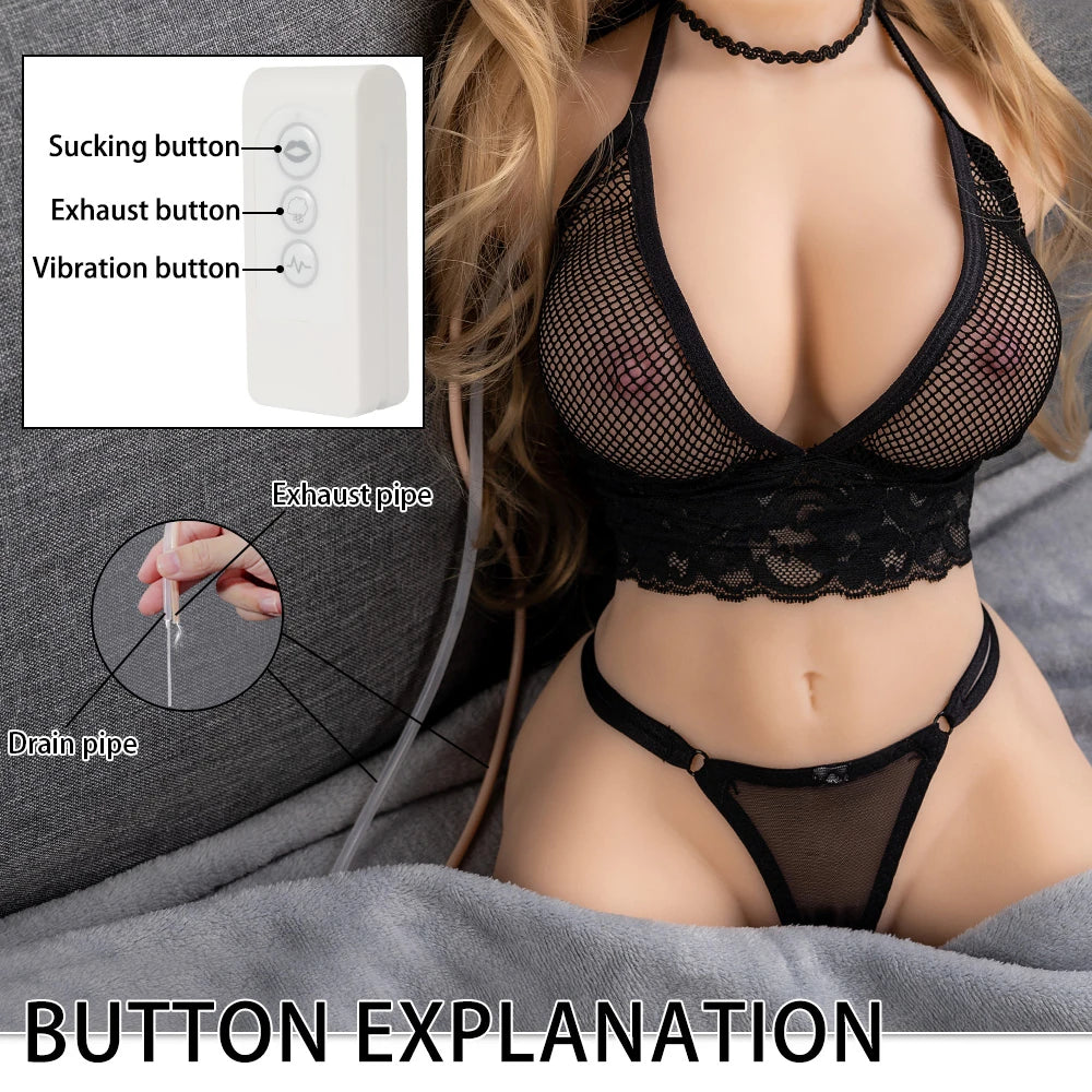 Shequ Merida Emişli ve Titreşimli Yarım Vücut Masturbator SQ-MAS20045