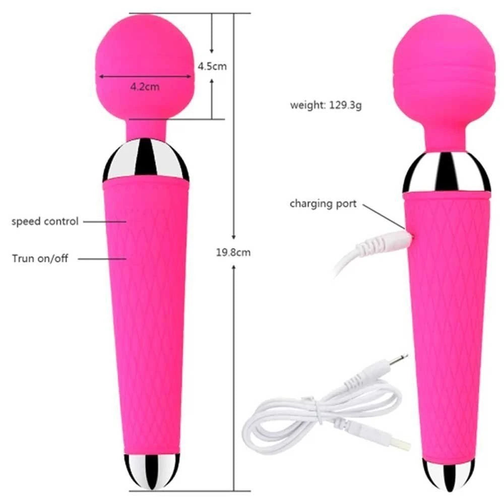 Wi-Wand Yüksek Titreşimli Güçlü Medikal Silikon Masaj Wand Vibratör Pembe