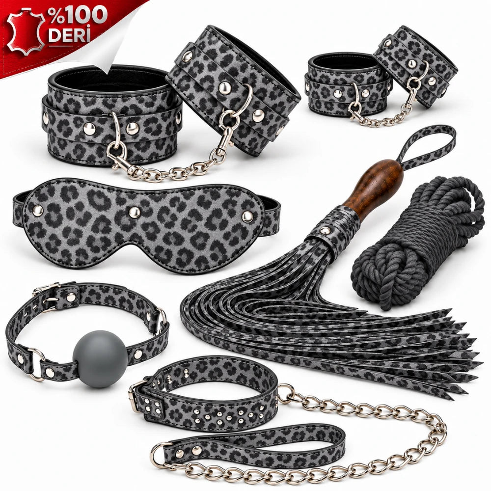 Frowzer Fetish Love Game %100 Gerçek Deri Fetiş Pozisyon Seti-Leopar
