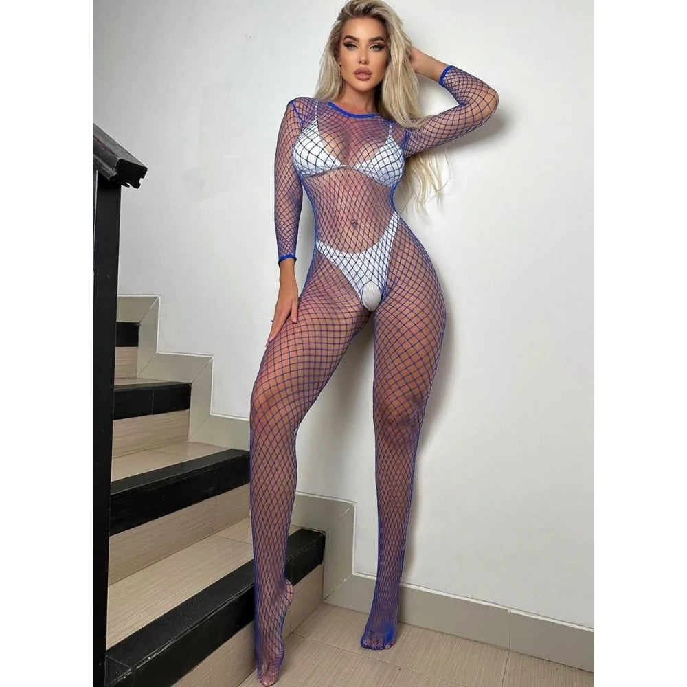 Frowzer Fantasy Wear File Uzun Kollu ve Özel Bölgesi Açık Tüm Vücut Çorabı