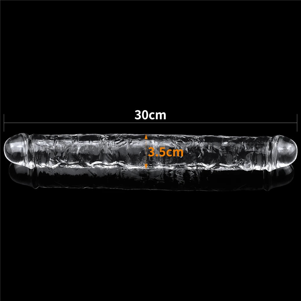 Lovetoy Flawless Clear 30 cm Double Dildo Çift Taraflı Penis LV310018