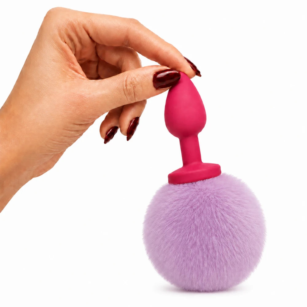 Frowzer Anal Fantasy Yumuşak Silikon Lila Ponpon Peluş Anal Plug-Pink